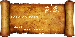 Petrics Béla névjegykártya
