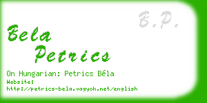 bela petrics business card